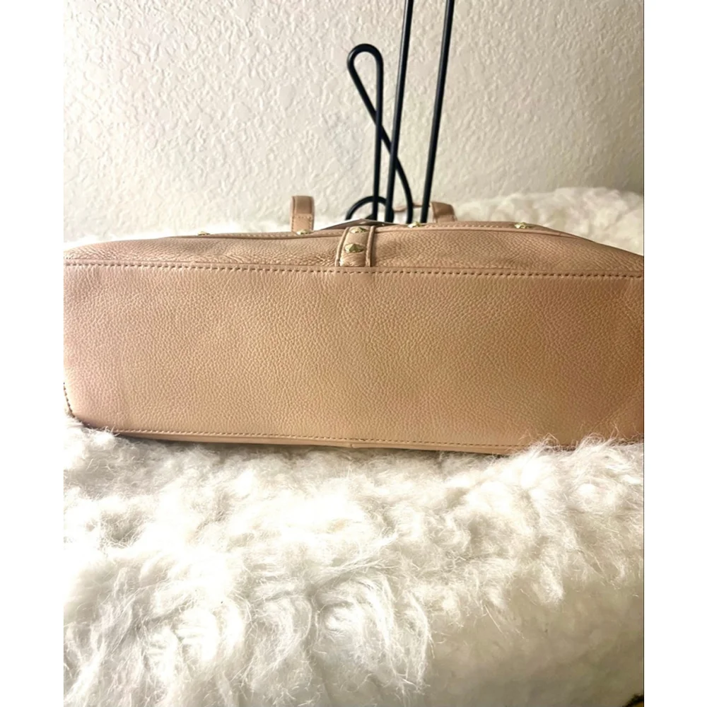 NWT Love Moschino Borsa Leather Tan Tote Bag with studded details